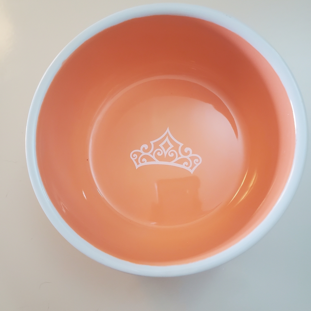 Skid Proof Orange Cat Bowl with Crown Design